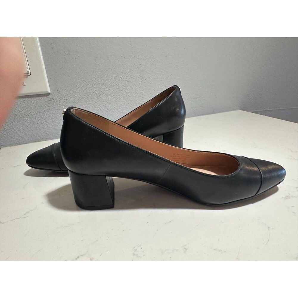 Cole Haan Go-To Pump 45mm Black Leather Waterproof Block Heel Size 8B Women’s